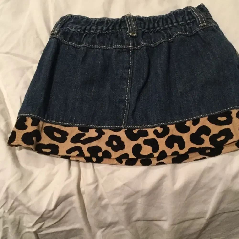 Gymboree 12-18M blue Denim skirt animal print hemline detail worn once like new